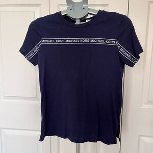 Michael Kors Navy Tee with Gold Logo Plate